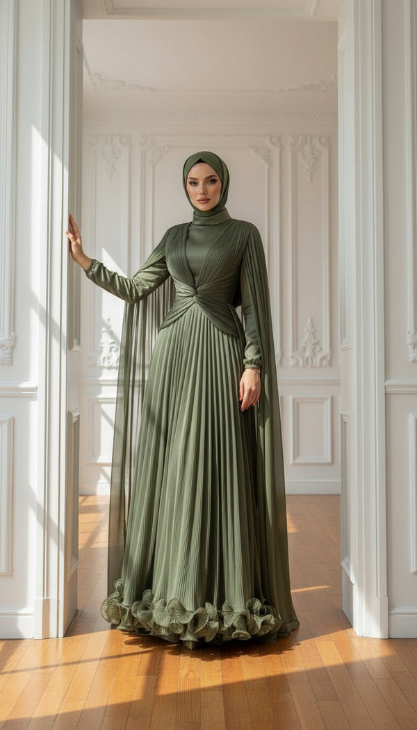 Swan Gown- Olive Green