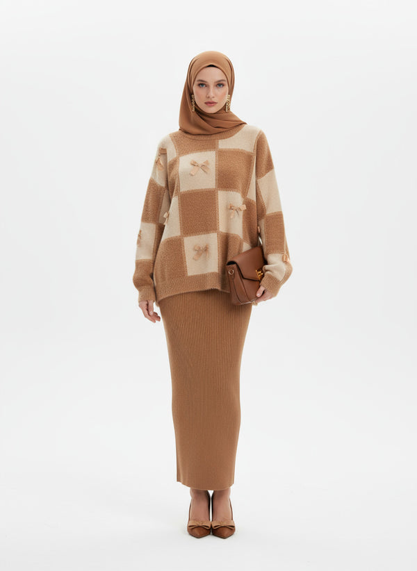 Checkered Bow Sweater