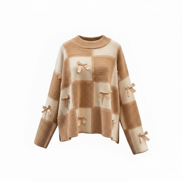 Checkered Bow Sweater