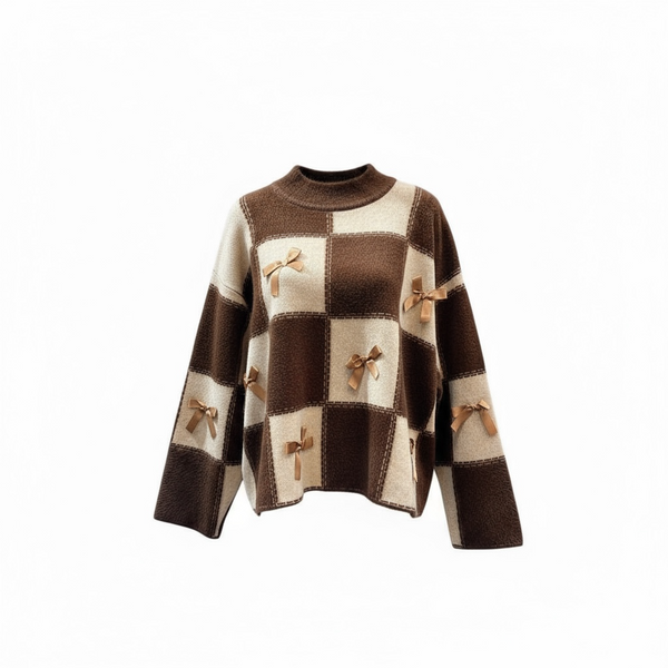 Checkered Bow Sweater
