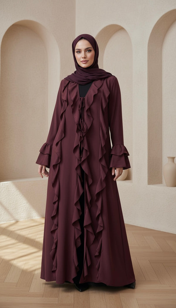 Ruffled Tie Abaya